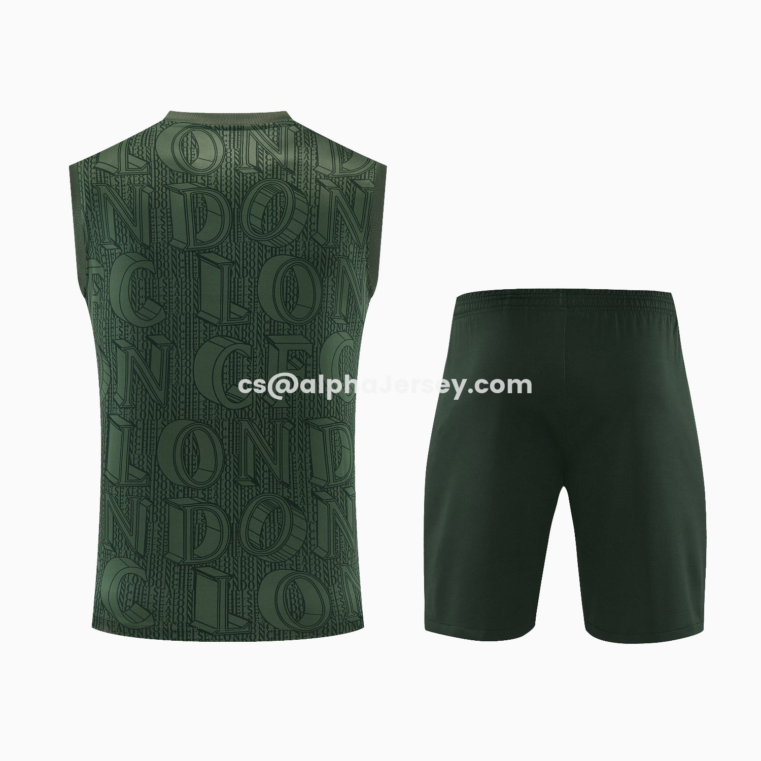 AJ-AlphaJersey-C.H.E.L.S.E.A 25-26 Vest Training Set - Dark Green Top & Dark Green Pants