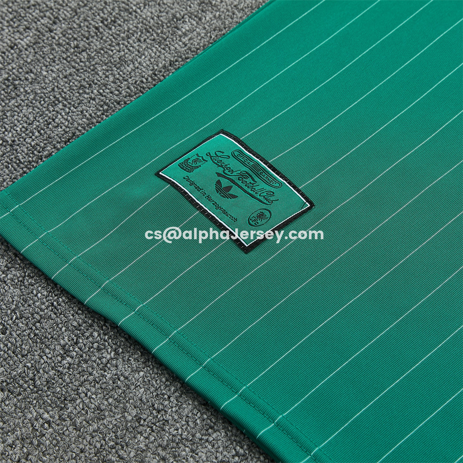 AJ-AlphaJersey-Liver.pool 25-26 Retro Style Short-Sleeve Training Set - Green With White Stripes Top & Pants