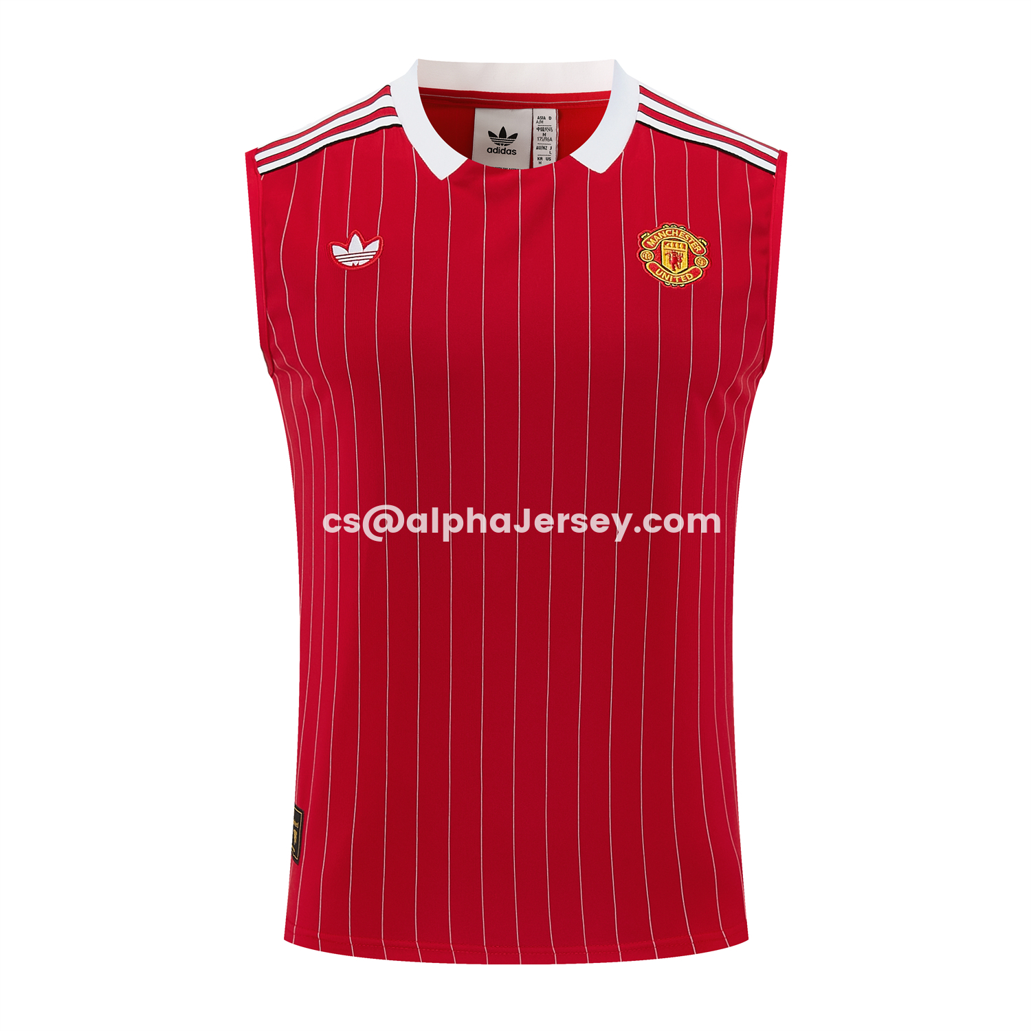AJ-AlphaJersey-Manchester United 25-26 Retro Style Vest Training Set - Red With White Stripes Top & Pants