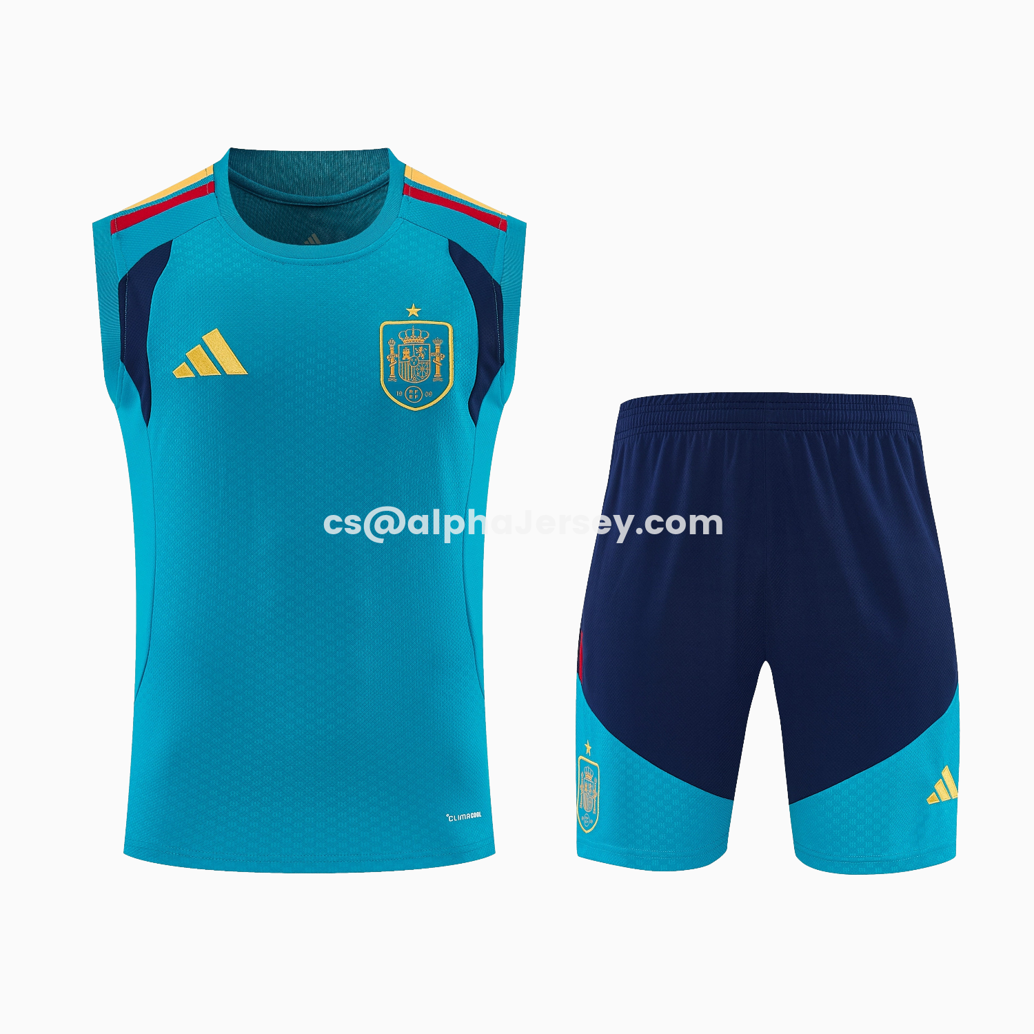 AJ-AlphaJersey-Spain 2026 Vest Training Set - Light Blue Top & Dark Blue Pants