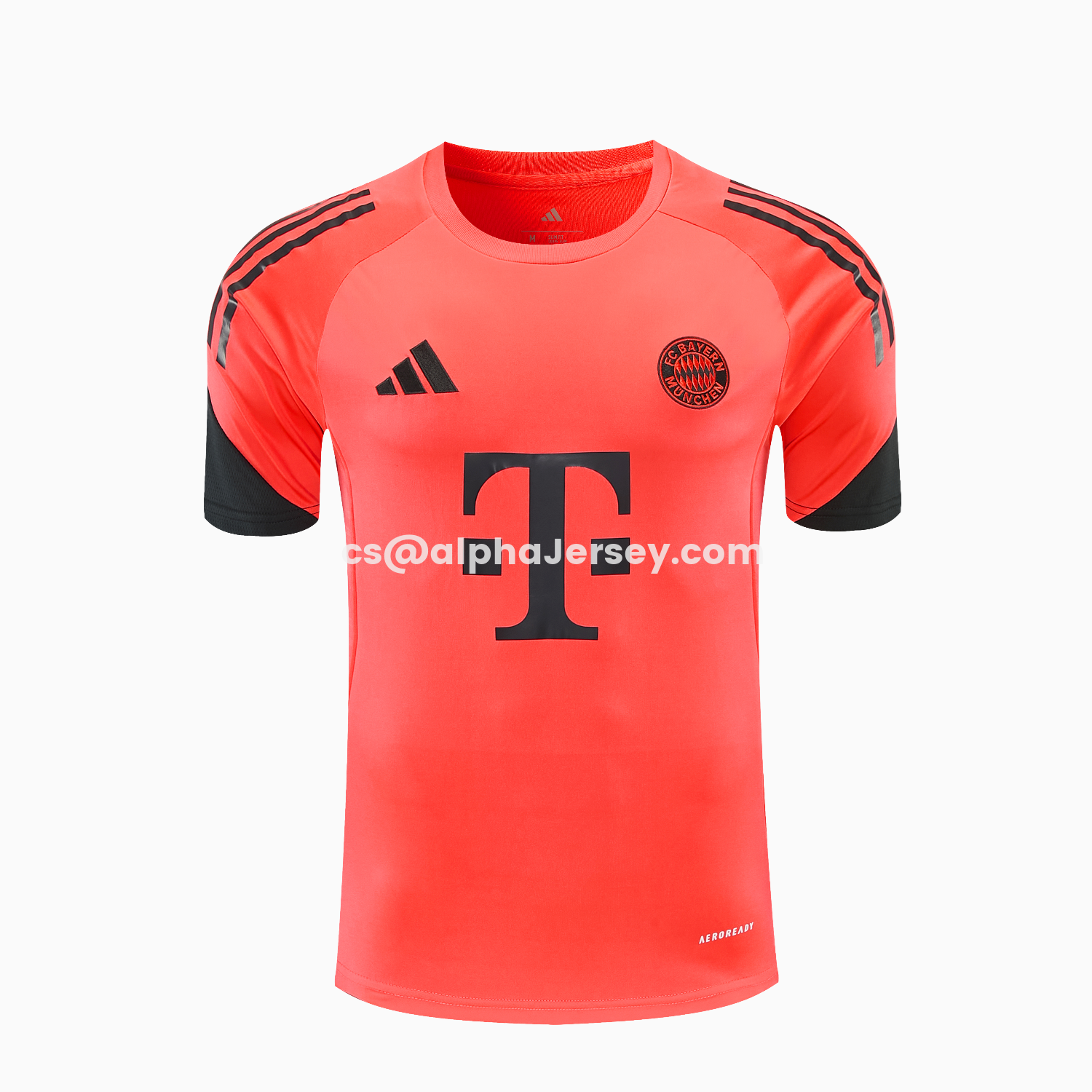 AJ-AlphaJersey-Bayern Munich 25-26 Short-Sleeve Training Set - Coral With Black Accents Top & Black With Coral Accents Pants