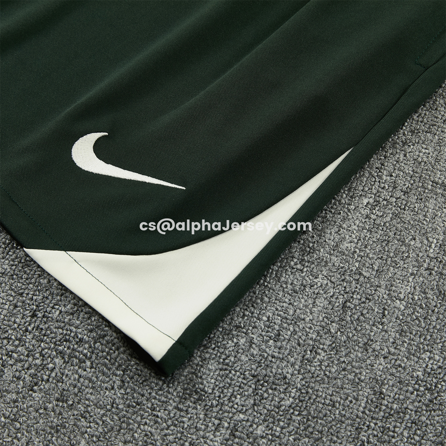 AJ-AlphaJersey-C.H.E.L.S.E.A 25-26 Short-Sleeve Training Set - Light Gray With Dark Green Accents Top & Dark Green Pants