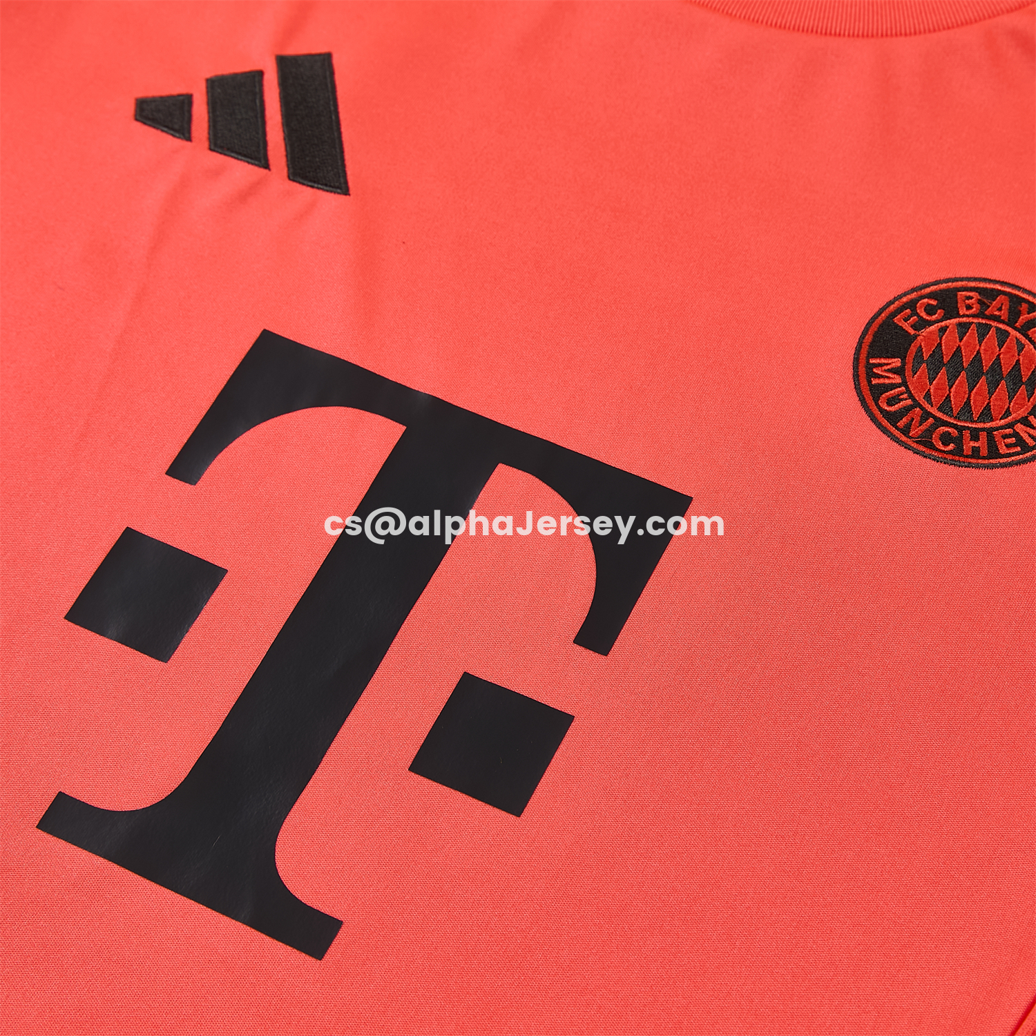 AJ-AlphaJersey-Bayern Munich 25-26 Short-Sleeve Training Set - Coral With Black Accents Top & Black With Coral Accents Pants