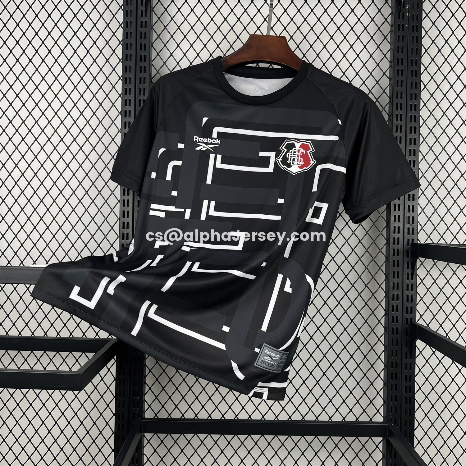 AJ-AlphaJersey-Santa Cruz 26-27 Pre-Match Black With White Lines Jersey - Fans Version