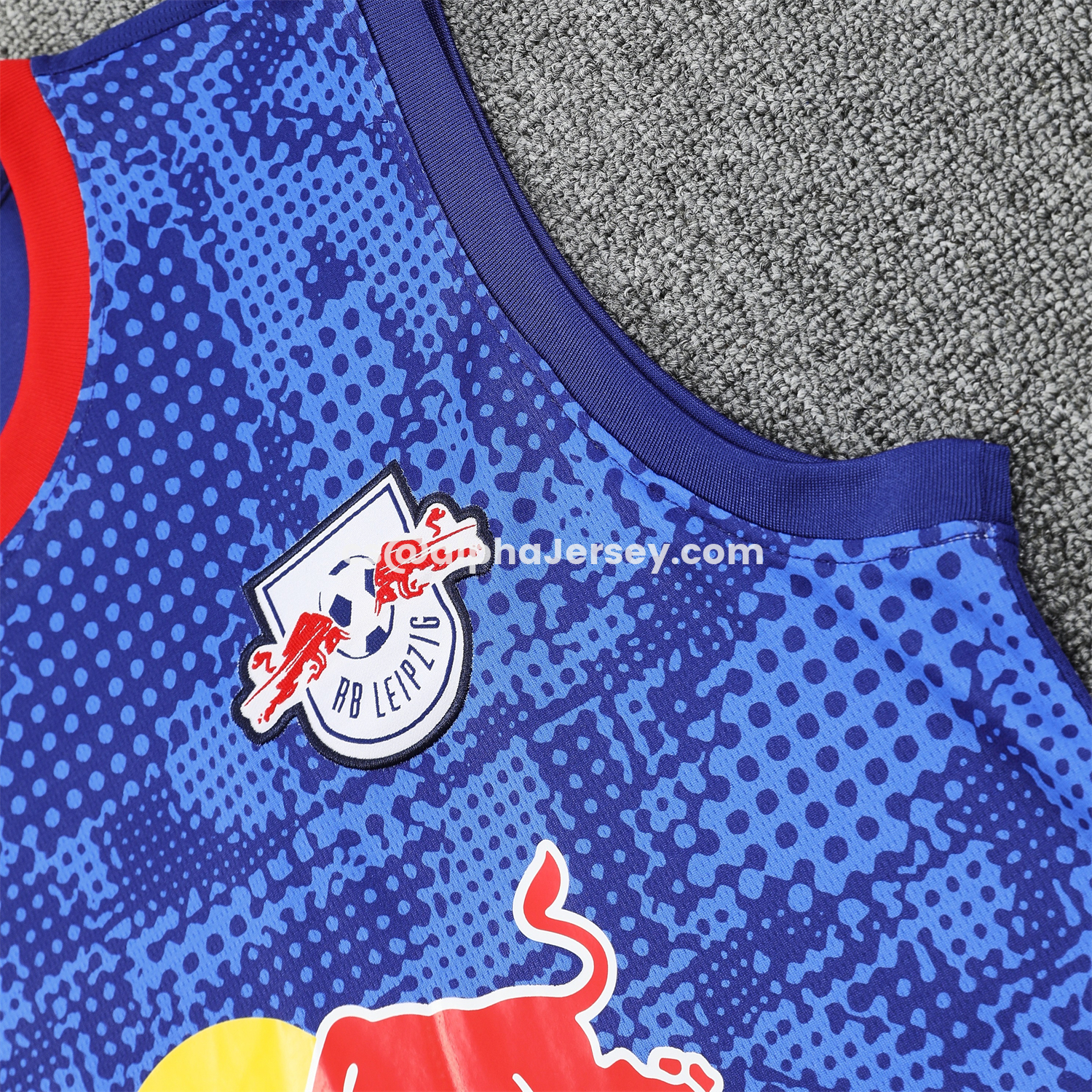 AJ-AlphaJersey-RB Leipzig 25-26 Vest Training Set - Blue With Red Top & Dark Blue Pants