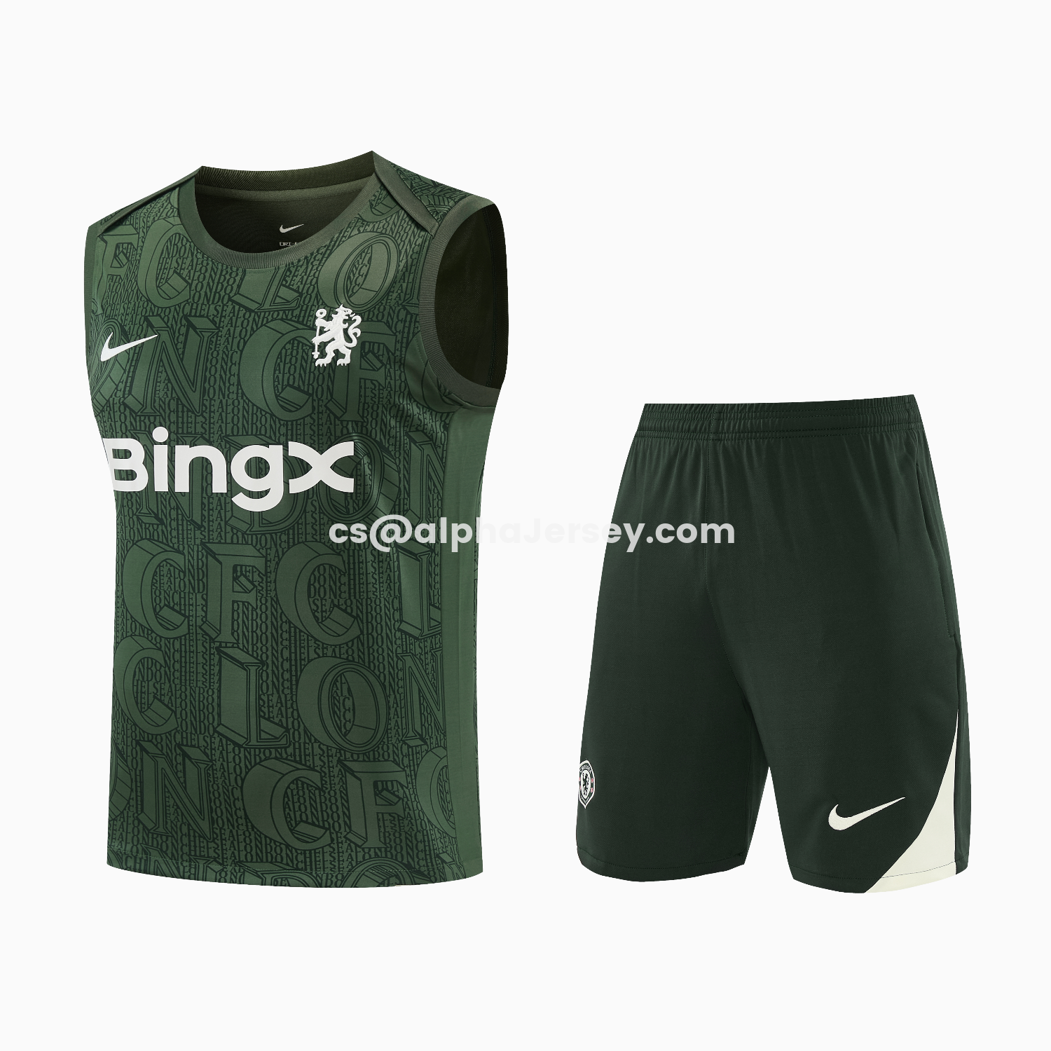 AJ-AlphaJersey-C.H.E.L.S.E.A 25-26 Vest Training Set - Dark Green Top & Dark Green Pants