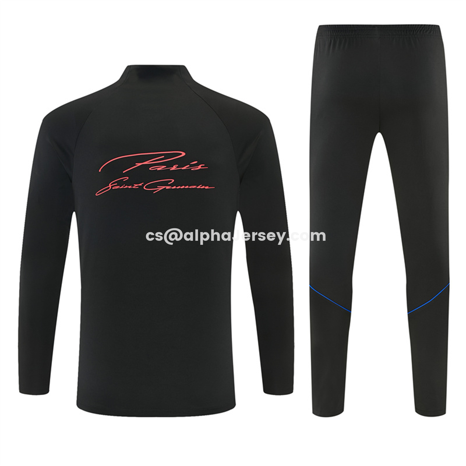 AJ-AlphaJersey-Paris Saint-Germain 26-27 Kids Long Sleeves Training Set - Black With Pink Top & Pants
