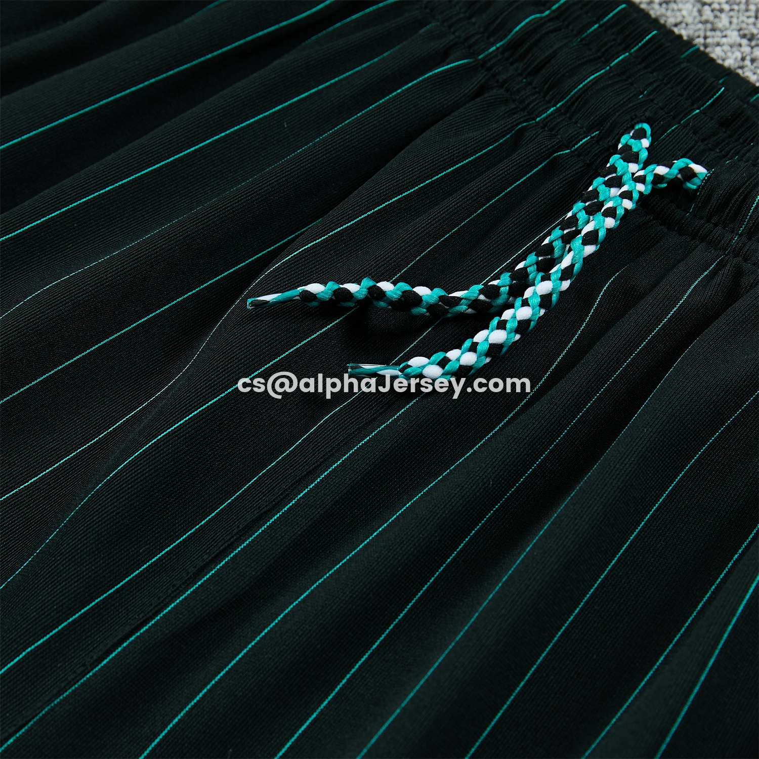 AJ-AlphaJersey-Liver.pool 25-26 Retro Style Vest Training Set - Black With Turquoise Stripes Top & Pants