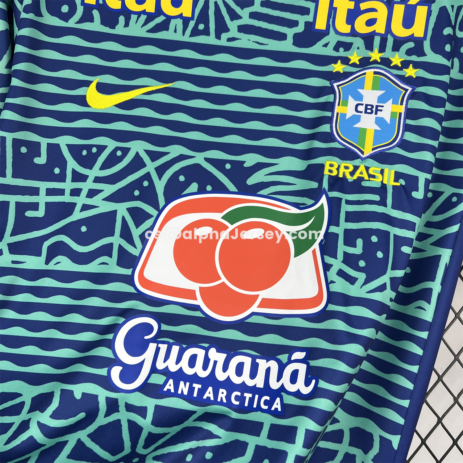AJ-AlphaJersey-Retro Brazil 2024 Blue Pre-Match Training Jersey - Fans Version