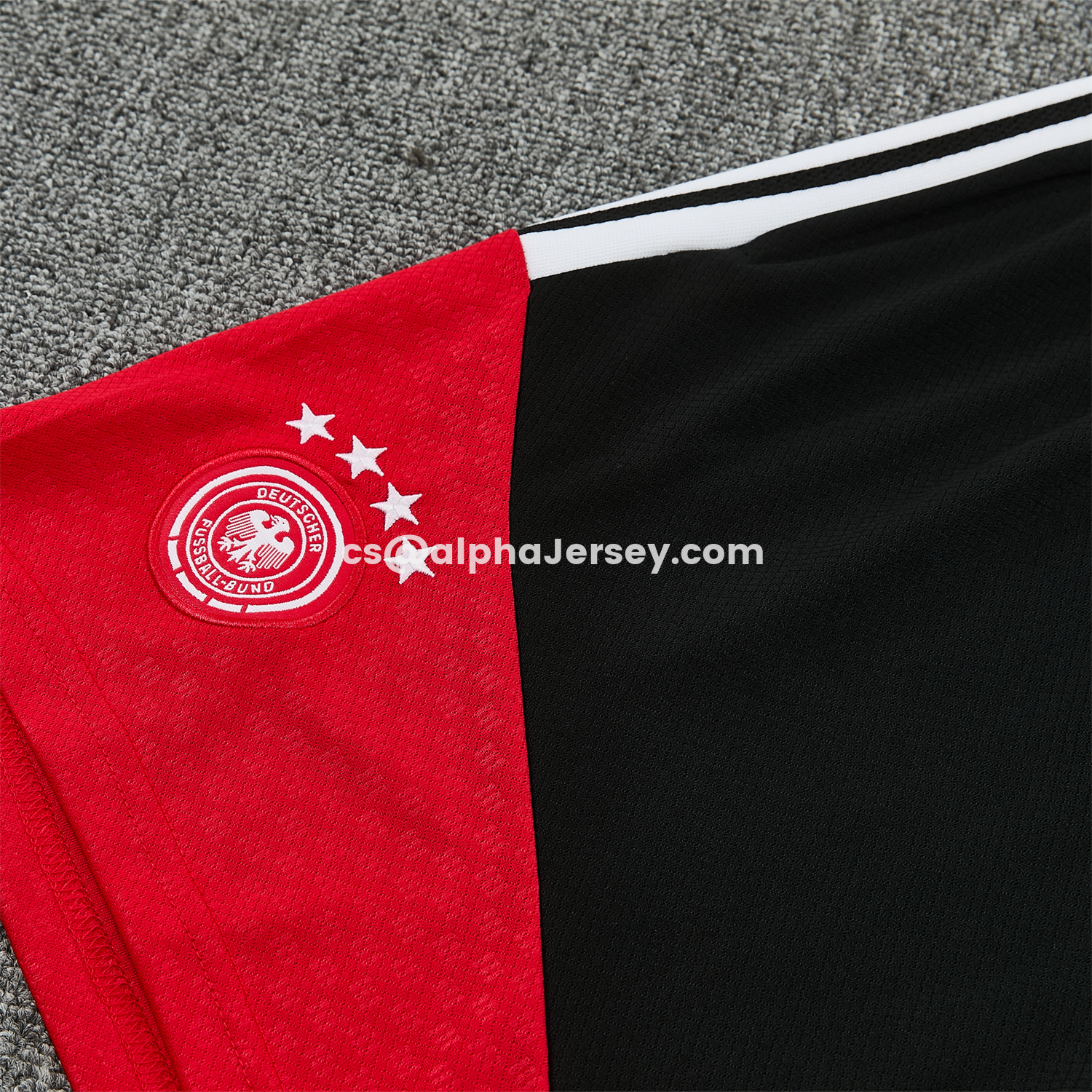 AJ-AlphaJersey-Germany 2026 Short-Sleeve Training Set - Black With Red Top & Black With Red PantsGermany 2026 Short-Sleeve Training Set - Black With Red Top & Black With Red Pants