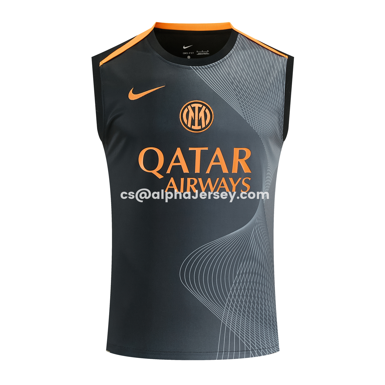 AJ-AlphaJersey-Inter Milan 25-26 Vest Training Set - Black And Grey Top & Pants