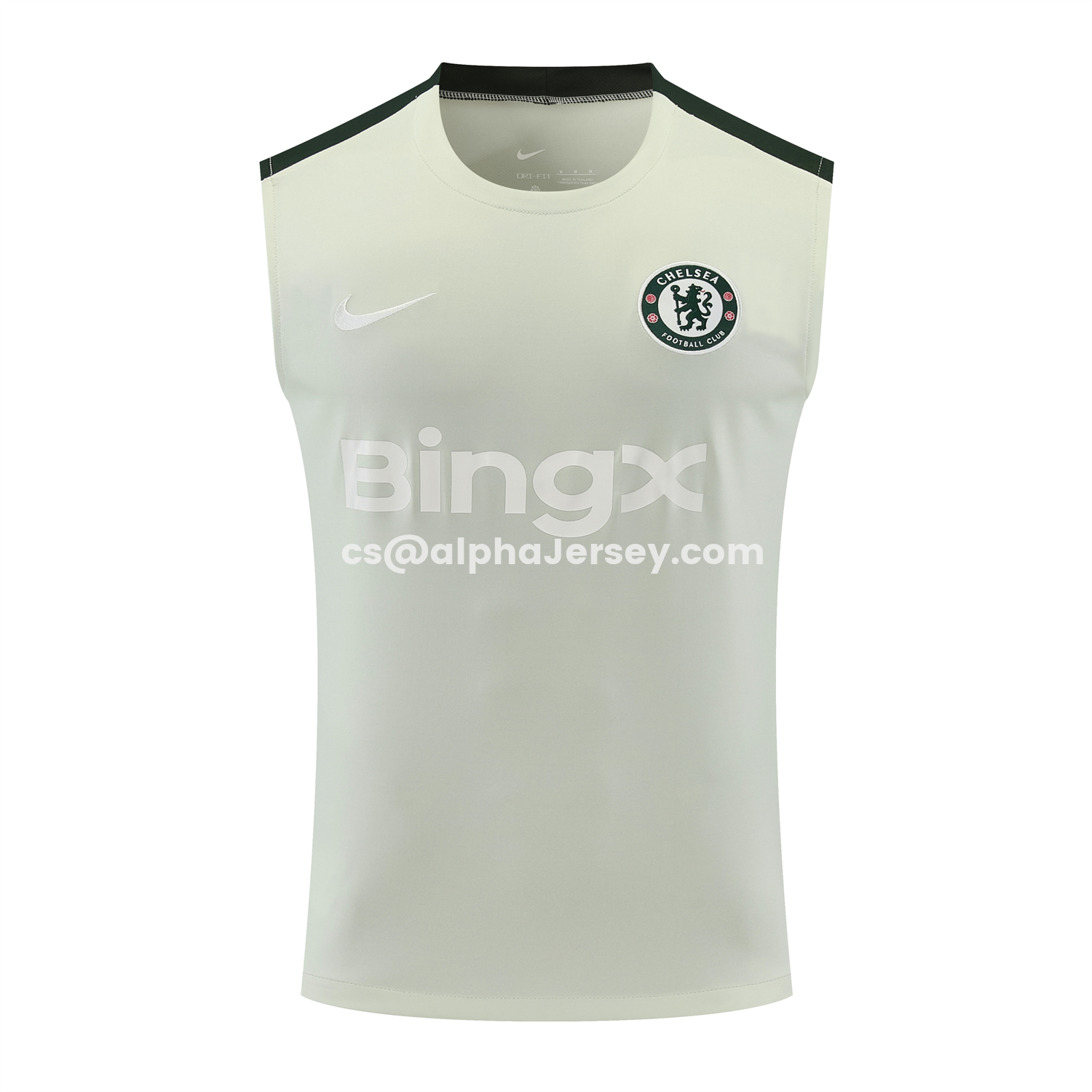 AJ-AlphaJersey-C.H.E.L.S.E.A 25-26 Vest Training Set - Light Gray With Dark Green Accents Top & Dark Green Pants