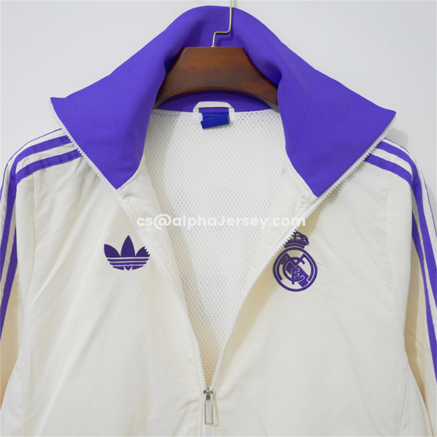 AJ-AlphaJersey-Retro Real Madrid 2024-25 Windbreaker Jacket - Purple And White