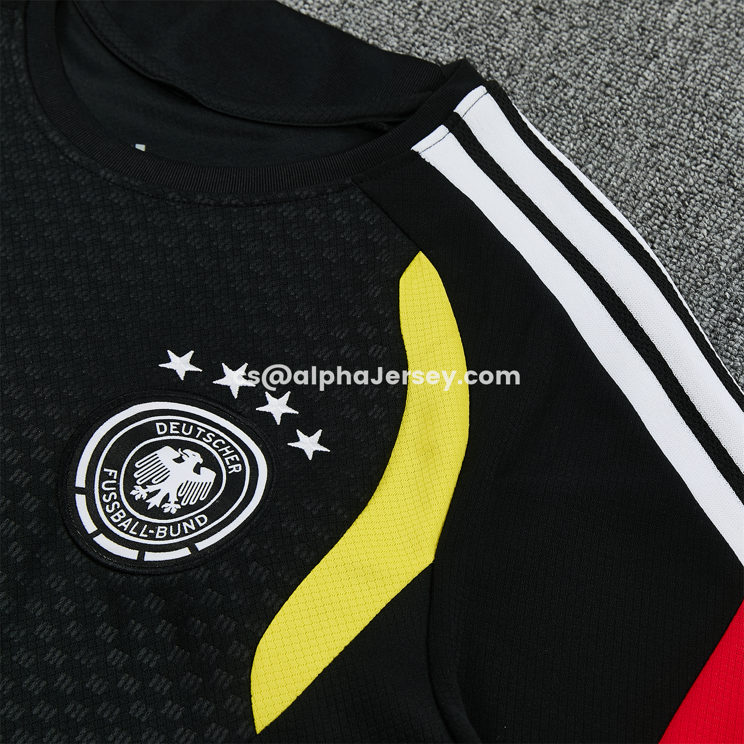 AJ-AlphaJersey-Germany 2026 Short-Sleeve Training Set - Black With Red Top & Black With Red PantsGermany 2026 Short-Sleeve Training Set - Black With Red Top & Black With Red Pants