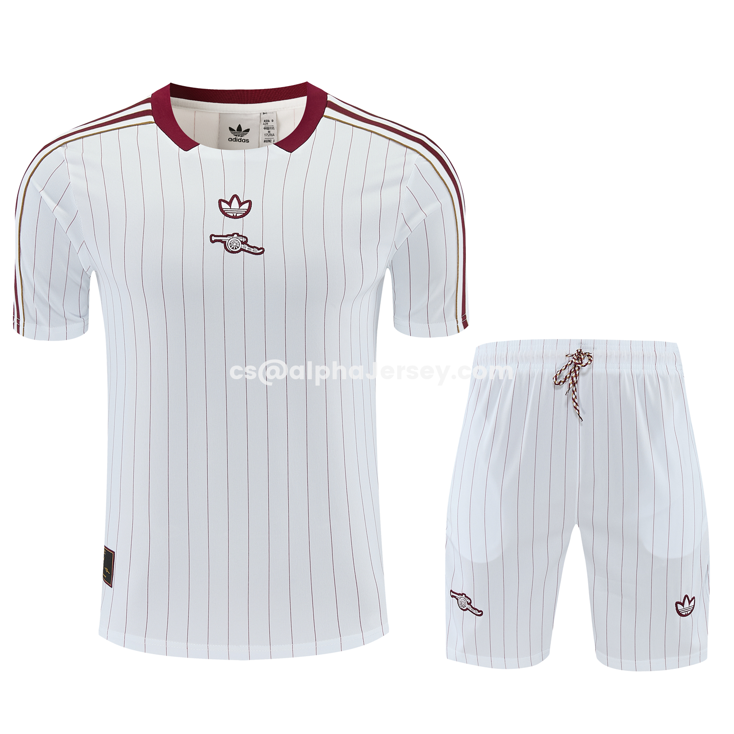 AJ-AlphaJersey-Arsenal 25-26 Retro Style Short-Sleeve Training Set - Colors Top & White With Thin Mar Pants