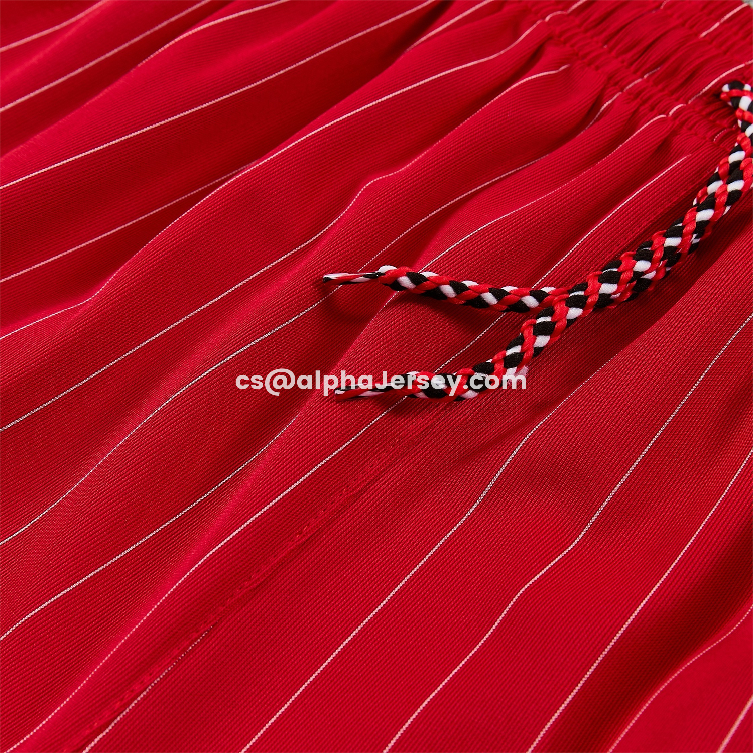 AJ-AlphaJersey-Manchester United 25-26 Retro Style Short-Sleeve Training Set - Red With White Stripes Top & Pants