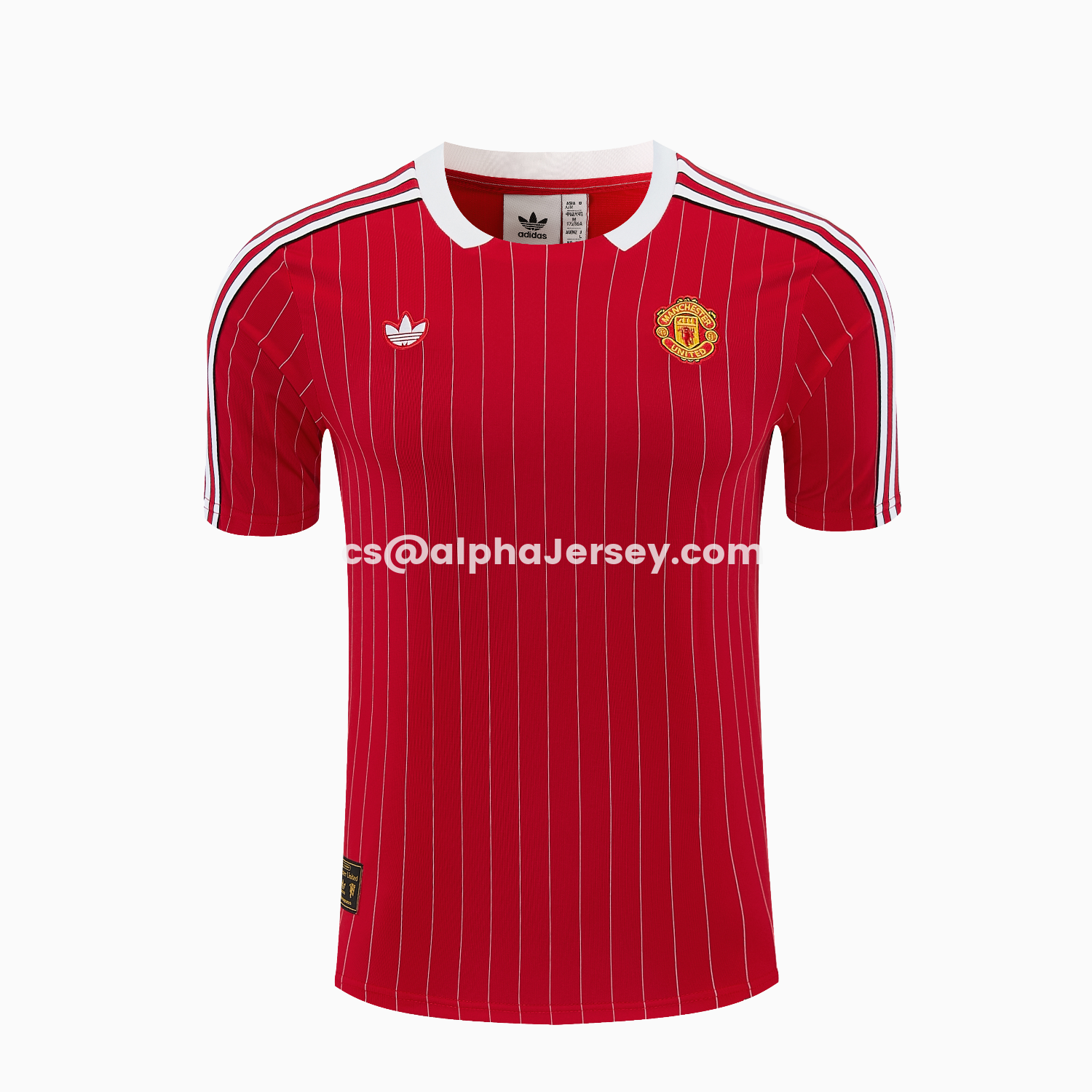 AJ-AlphaJersey-Manchester United 25-26 Retro Style Short-Sleeve Training Set - Red With White Stripes Top & Pants