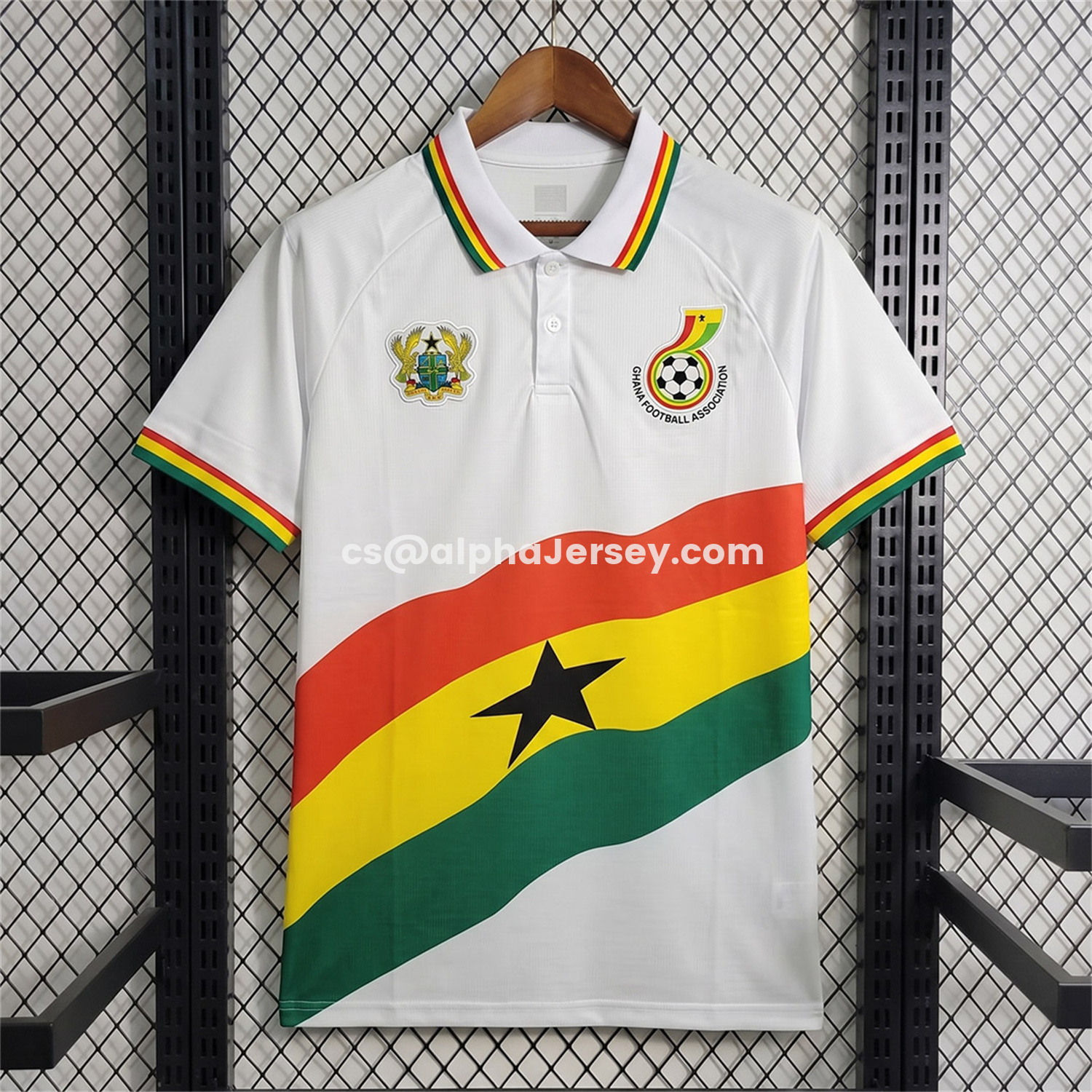 AJ-AlphaJersey-Ghana 2026 White With Flag Special Polo Jersey - Fans Version