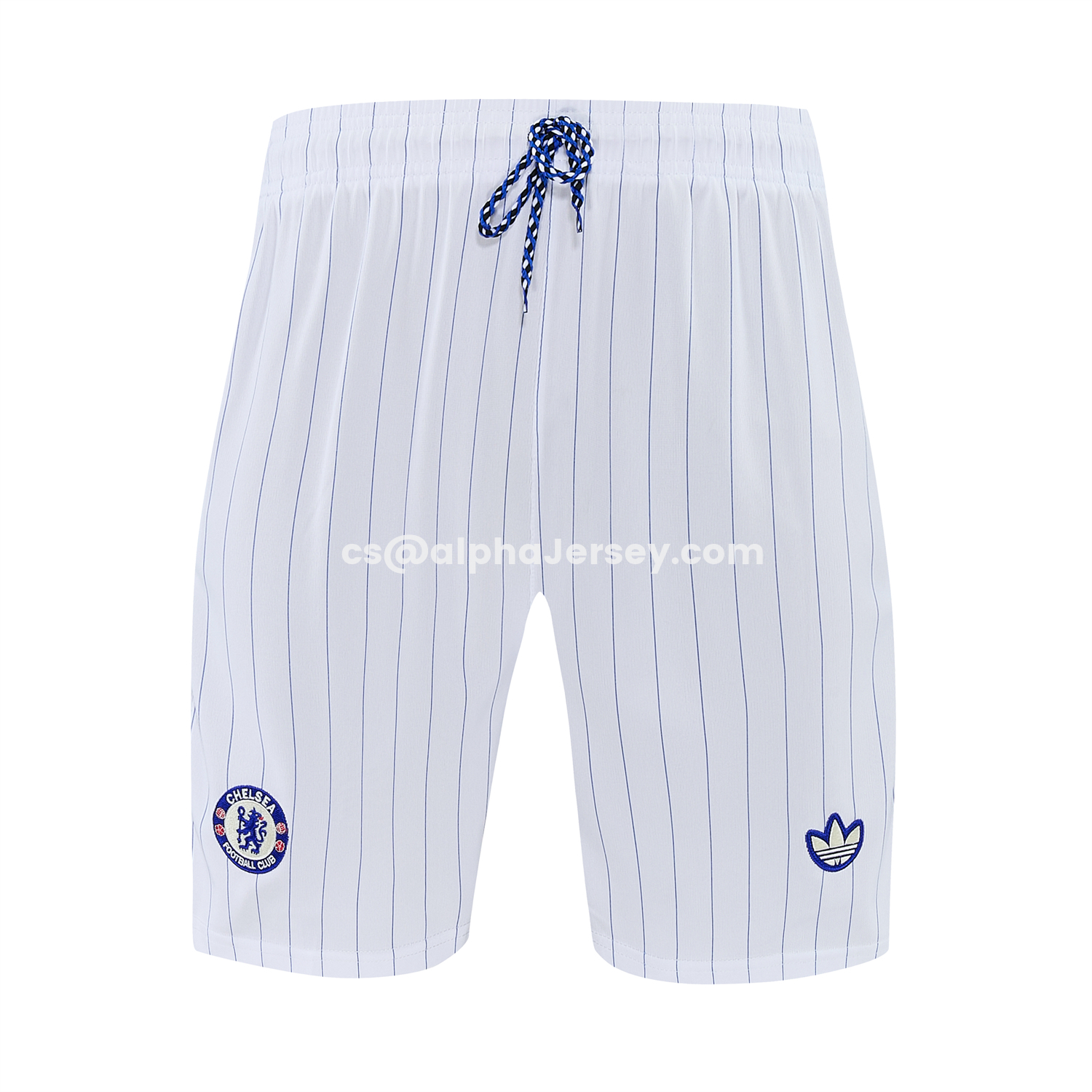 AJ-AlphaJersey-C.H.E.L.S.E.A 25-26 Retro Style Vest Training Set - Blue Top & White With Blue Stripes Pants