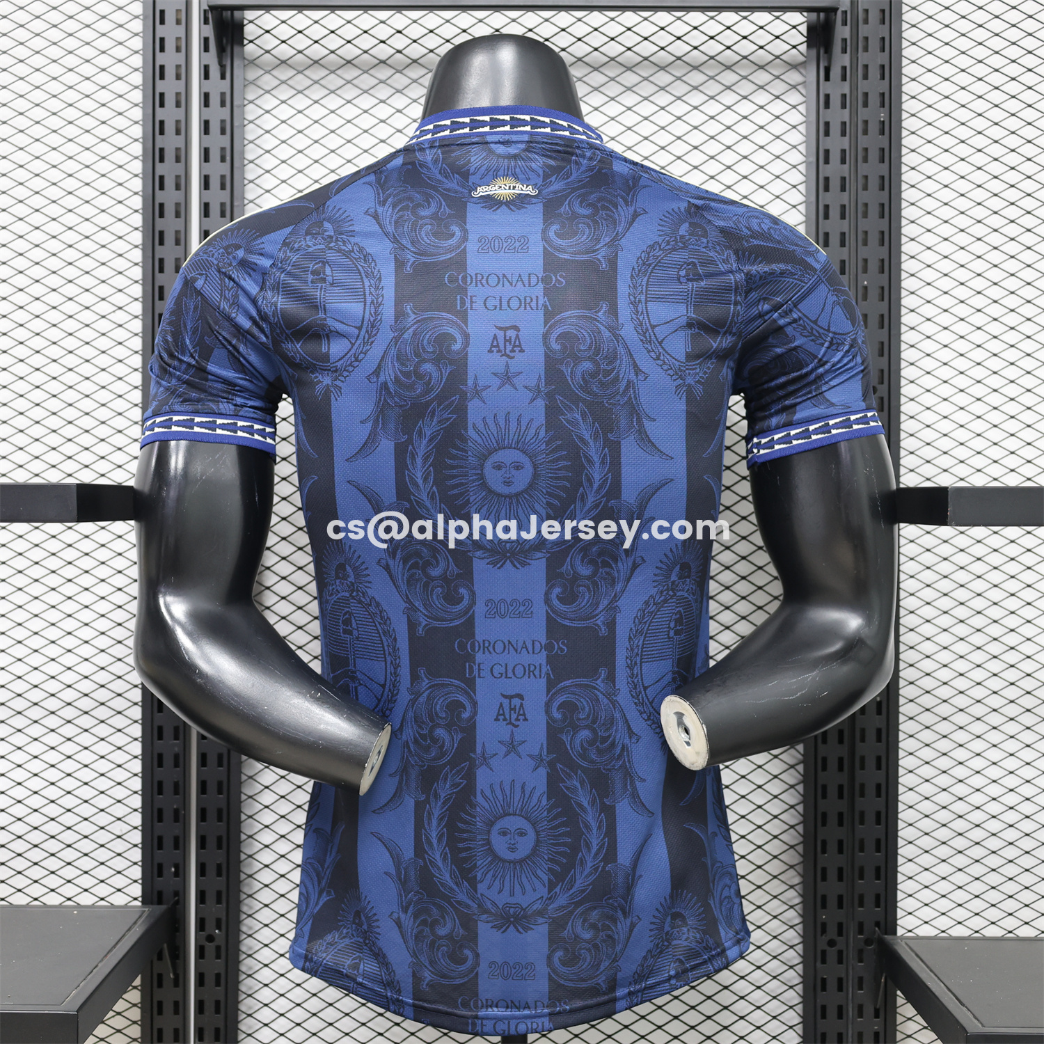 AJ-AlphaJersey-Argentina 2026 Dark Blue And Black Pattern Sun Special Edition Jersey - Player Version