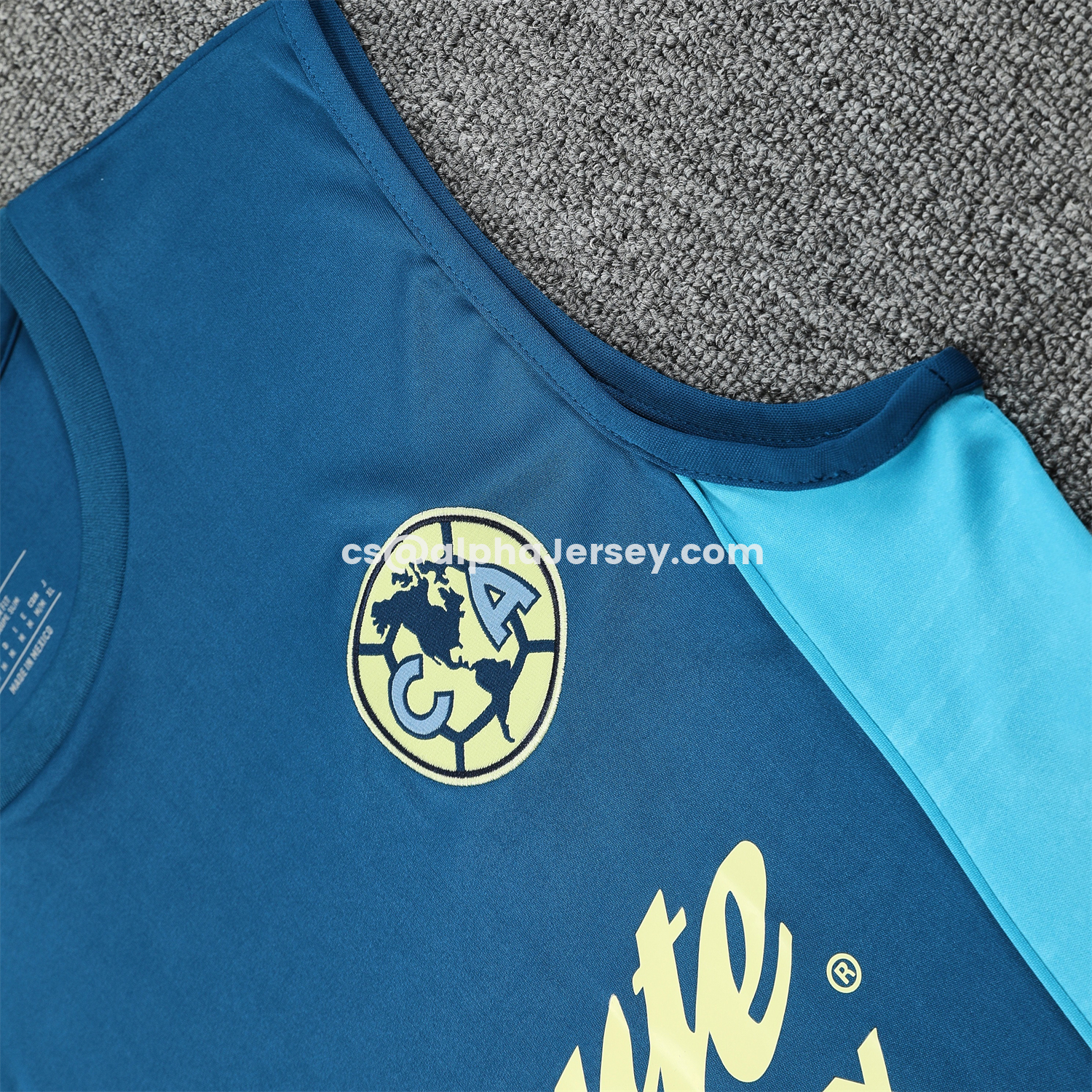 AJ-AlphaJersey-Club América 25-26 Short-Sleeve Training Set - Royal Blue With Light Blue Accents Top & Pants