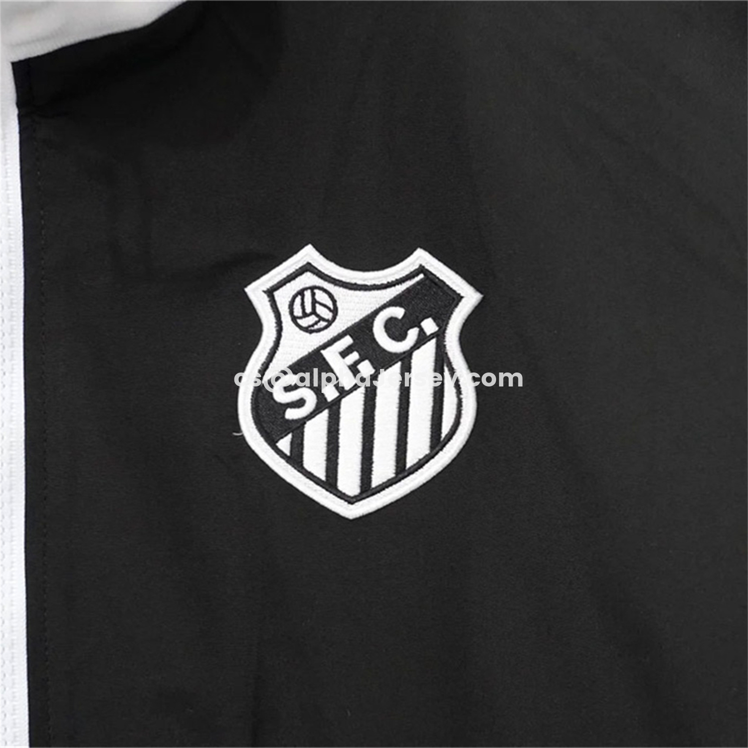 AJ-AlphaJersey-Santos 26-27 Black With White Edges Windbreaker Jacket