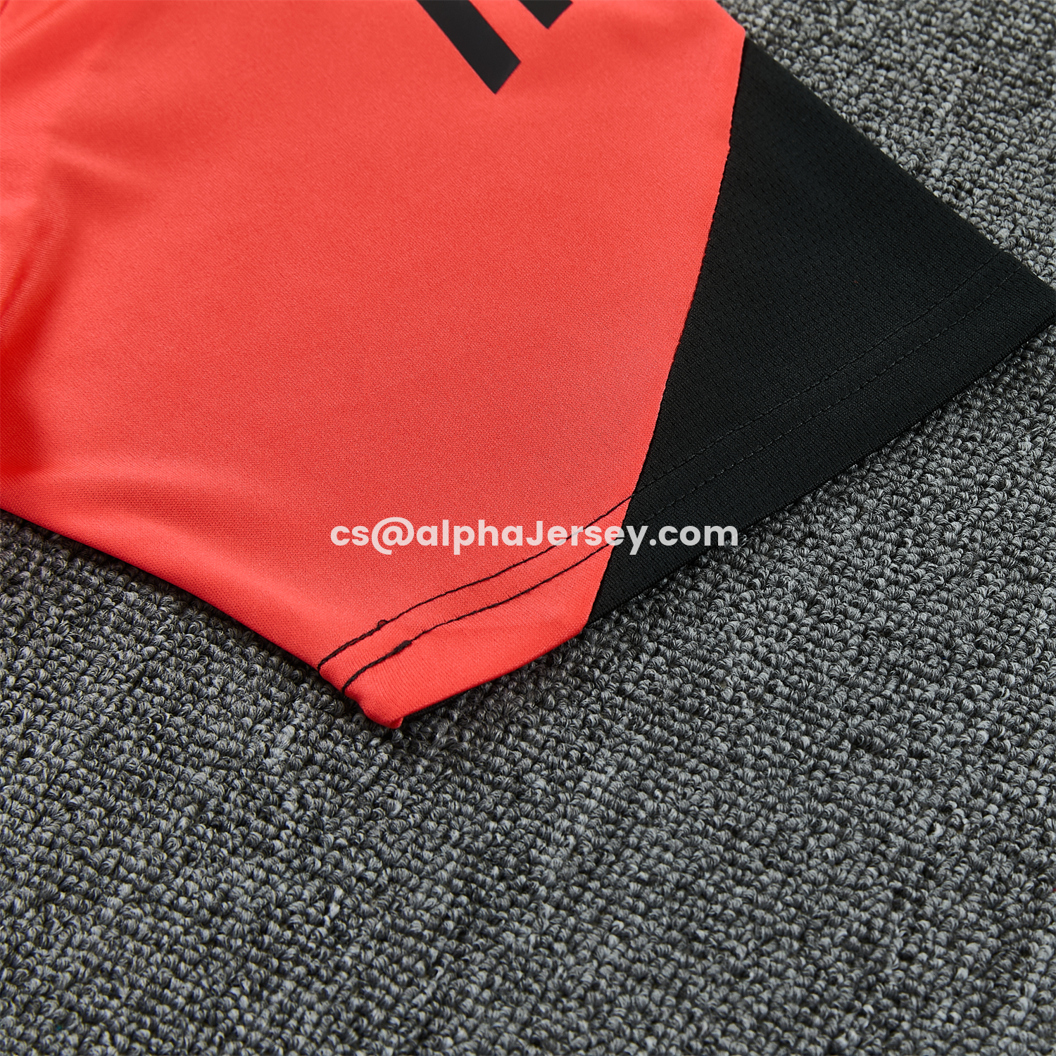 AJ-AlphaJersey-Bayern Munich 25-26 Short-Sleeve Training Set - Coral With Black Accents Top & Black With Coral Accents Pants
