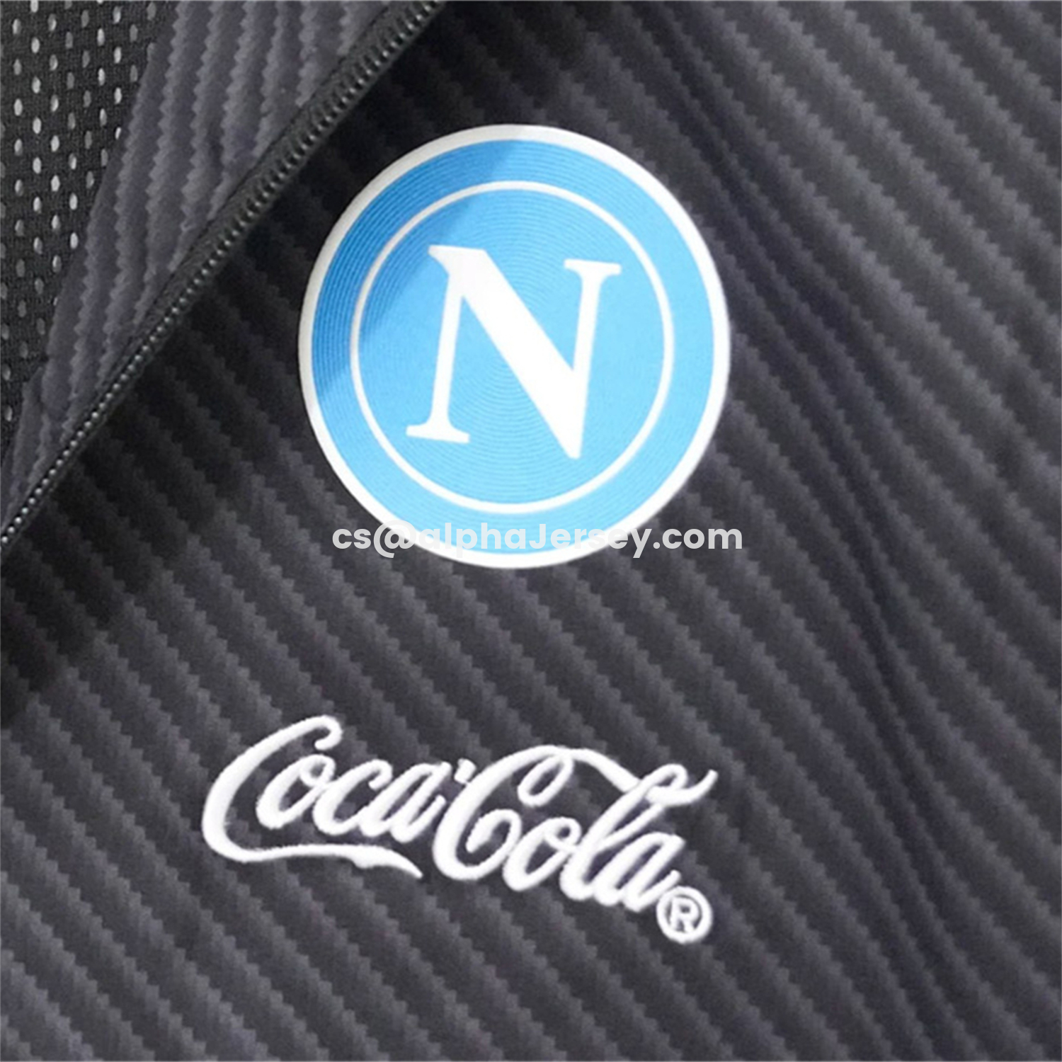 AJ-AlphaJersey-Napoli 25-26 Black With Blue Stripes Windbreaker Jacket