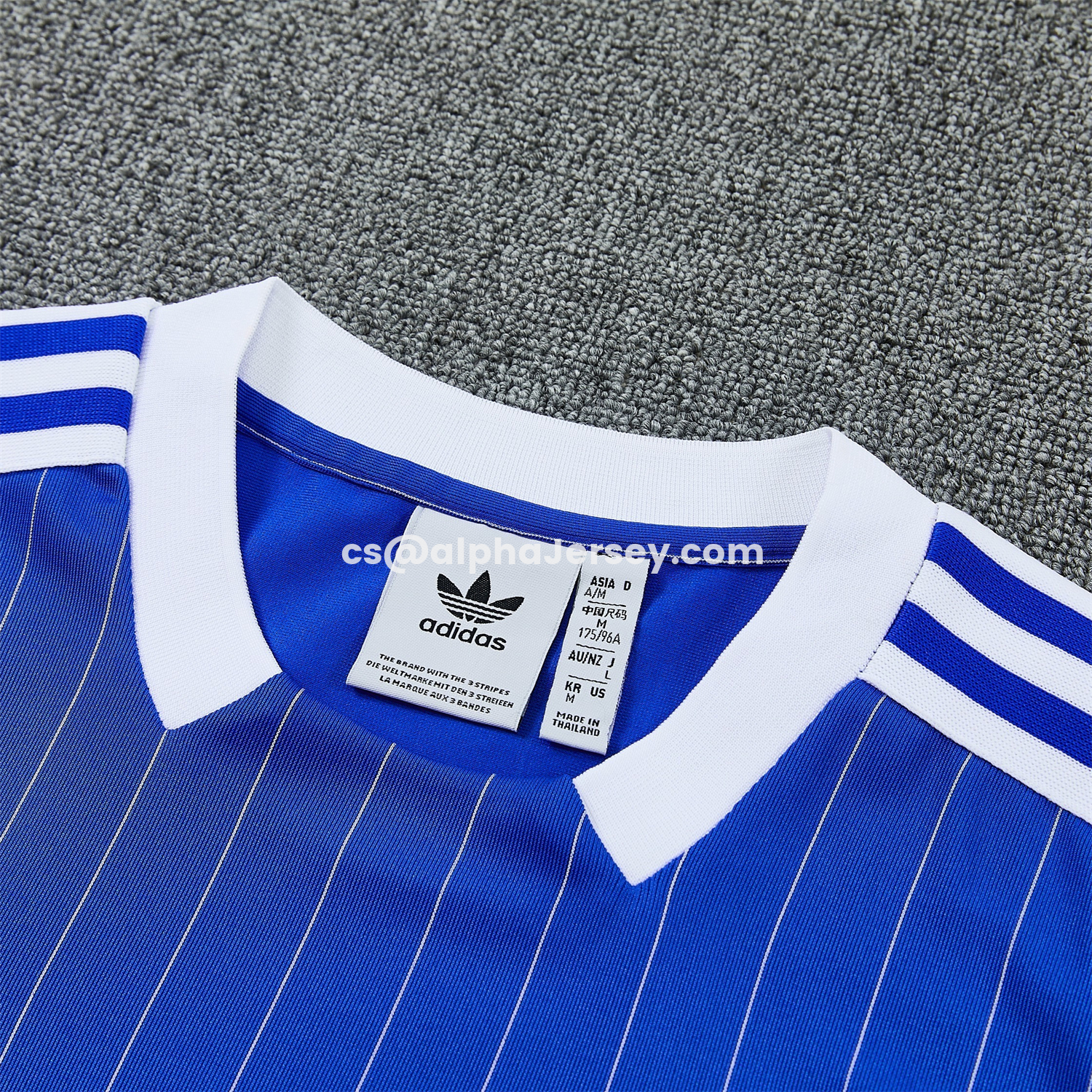 AJ-AlphaJersey-C.H.E.L.S.E.A 25-26 Retro Style Vest Training Set - Blue Top & White With Blue Stripes Pants